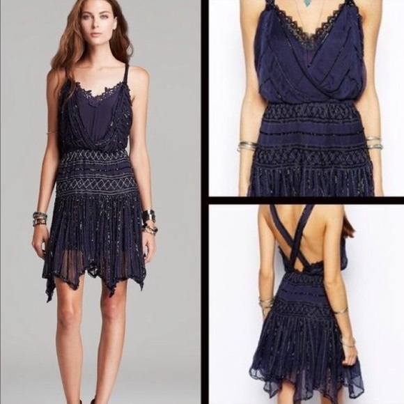 Free People Ode To Shimmer Dress in Sapphire - Picture 6 of 16